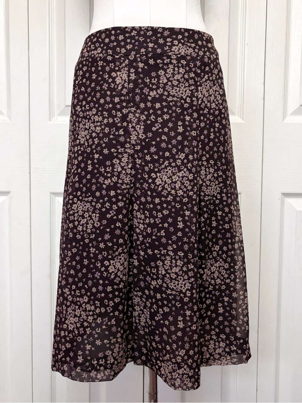 Anne Klein Floral Silk Midi Skirt Size 14 | 90s Whimsigoth Earthy Boho Fairy